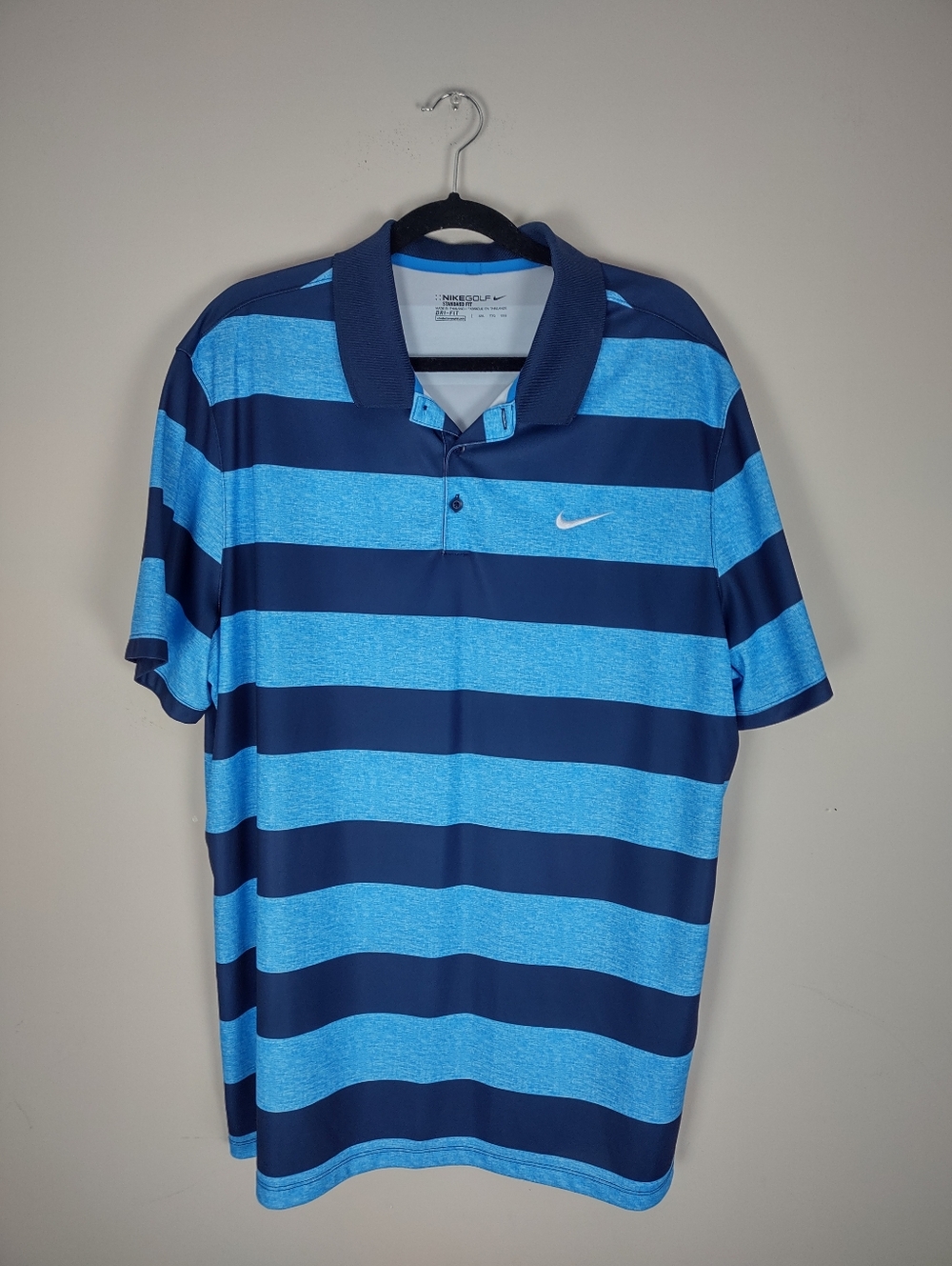 Nike Men’s Horizontal Stripe Polo - Navy & Light Blue